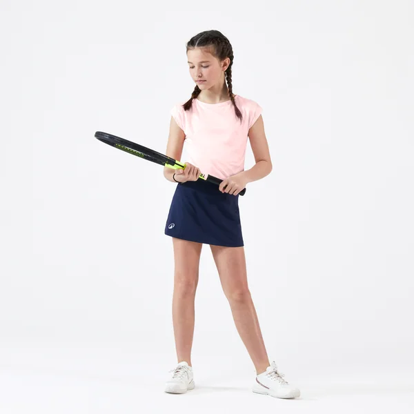 jupe tennis fille - TSK100 bleu marine