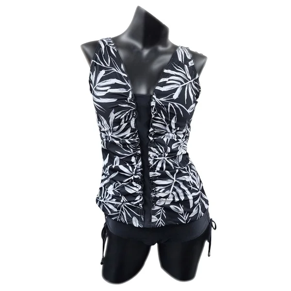 Karmilla - Haut de Tankini plissé à l'avant Noir et Blanc 14