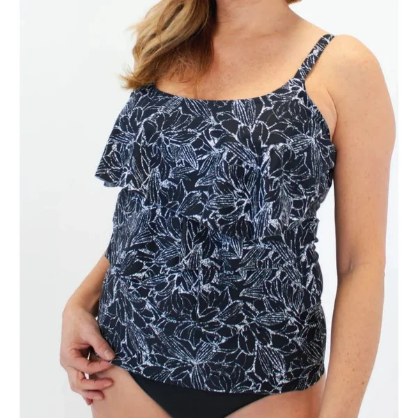 Karmilla - Haut de Tankini à étage avec cerceau Noir et Blanc 10