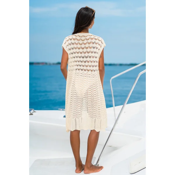 Kimono cover up beige ouvert sur le devant