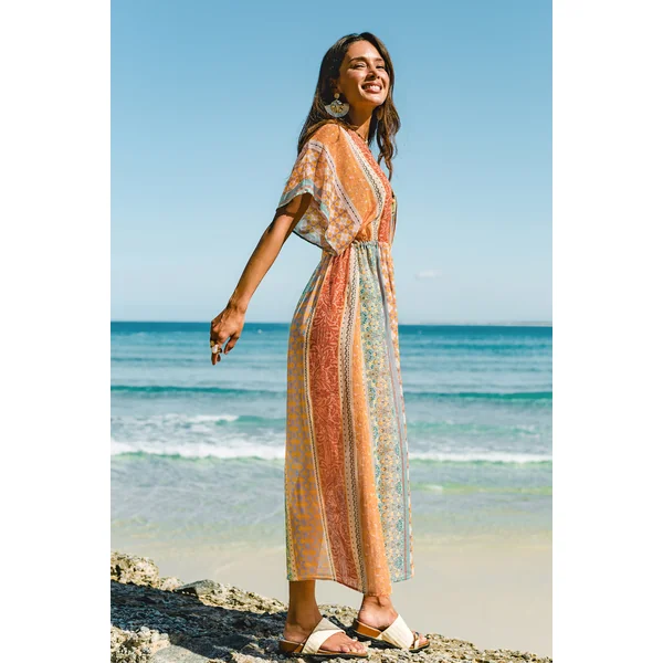 Kimono cover up de plage patchwork à l’esprit côtier