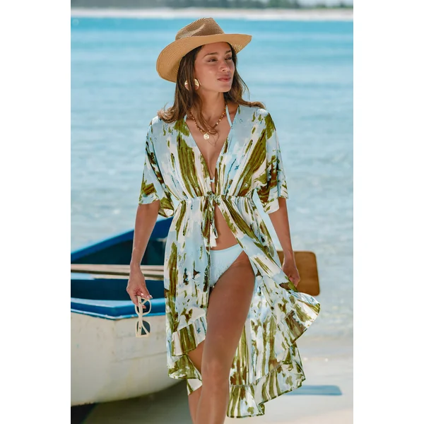 Kimono cover up imprimé abstrait