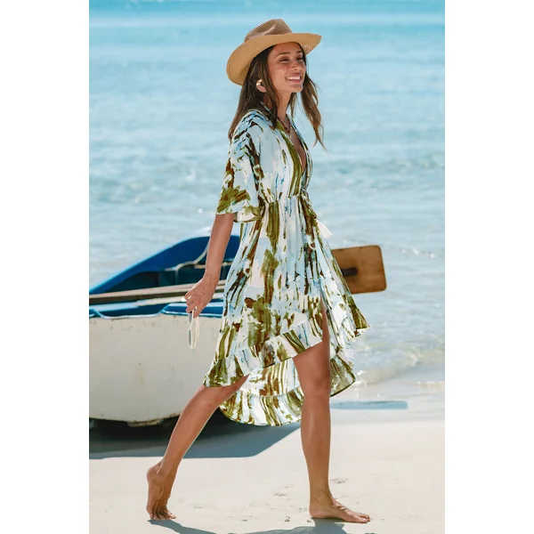 Kimono cover up imprimé abstrait