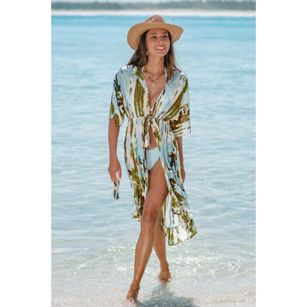 Kimono cover up imprimé abstrait