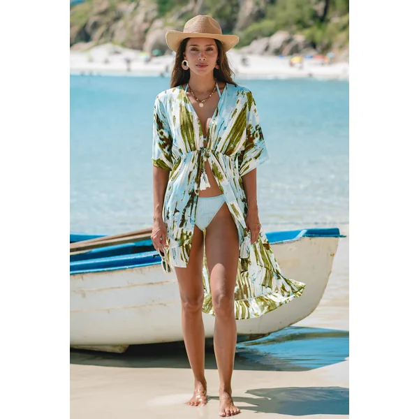 Kimono cover up imprimé abstrait