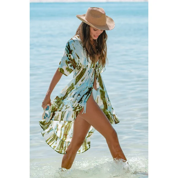 Kimono cover up imprimé abstrait