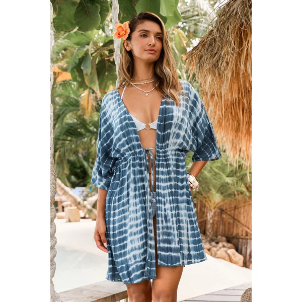 Kimono cover up tissé demi manches