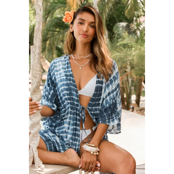 Kimono cover up tissé demi manches