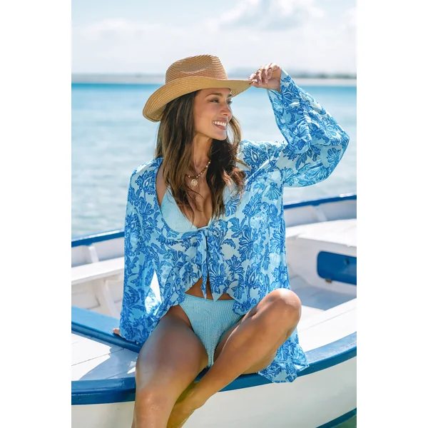 Kimono cover-up orné ourlet à franges