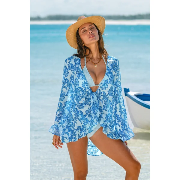 Kimono cover-up orné ourlet à franges
