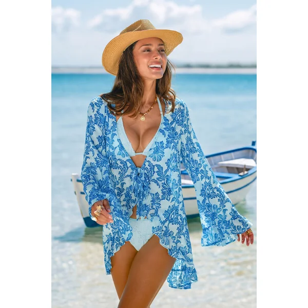 Kimono cover-up orné ourlet à franges
