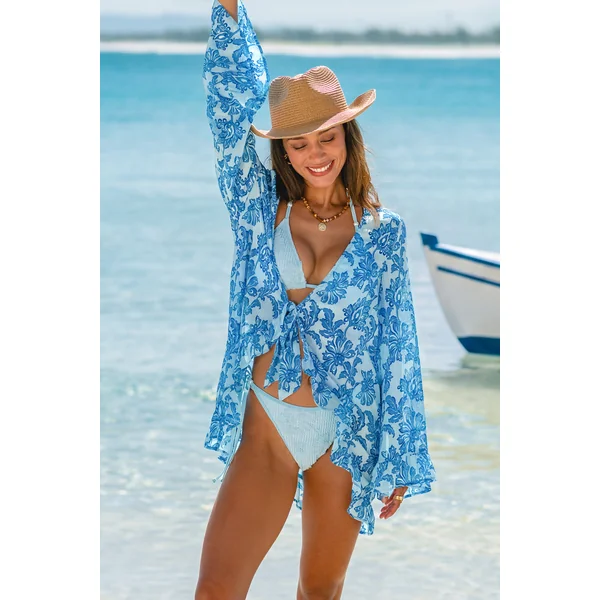 Kimono cover-up orné ourlet à franges