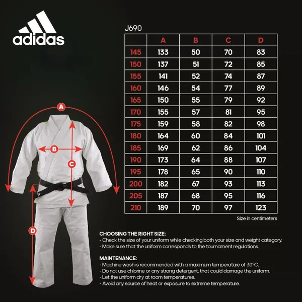 Kimono de judo Adidas - J690 blanc bandes noires