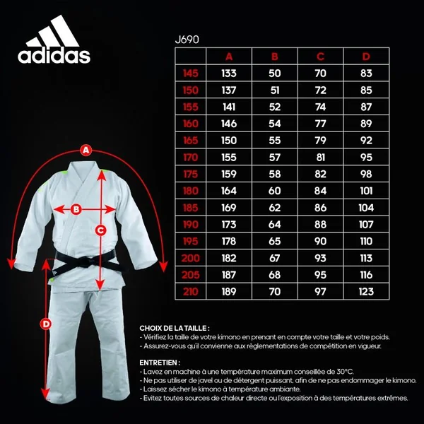 Kimono de judo Adidas - J690 blanc bandes noires