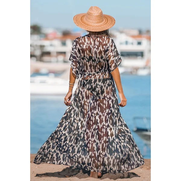 Kimono de plage à imprimé léopard
