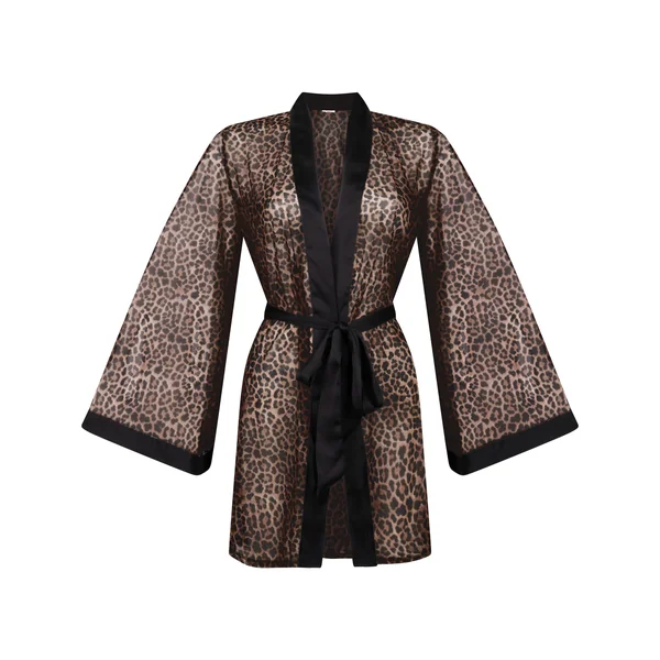 Kimono en maille léopard - Noir