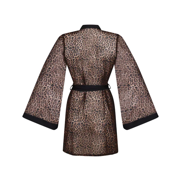 Kimono en maille léopard - Noir