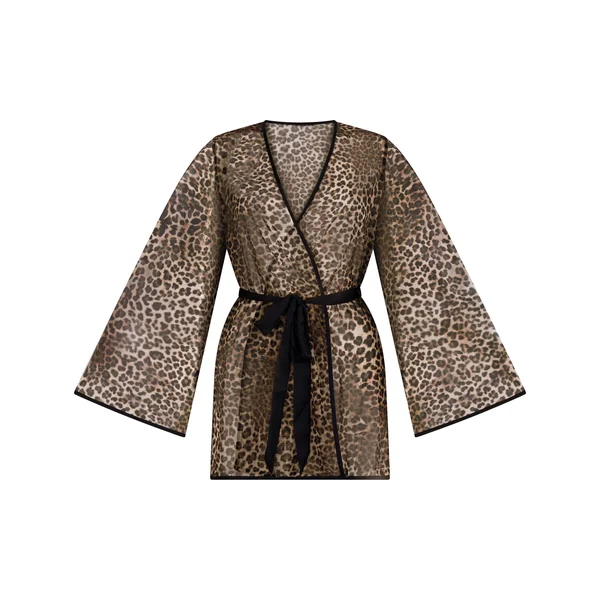 Kimono en maille léopard - Noir