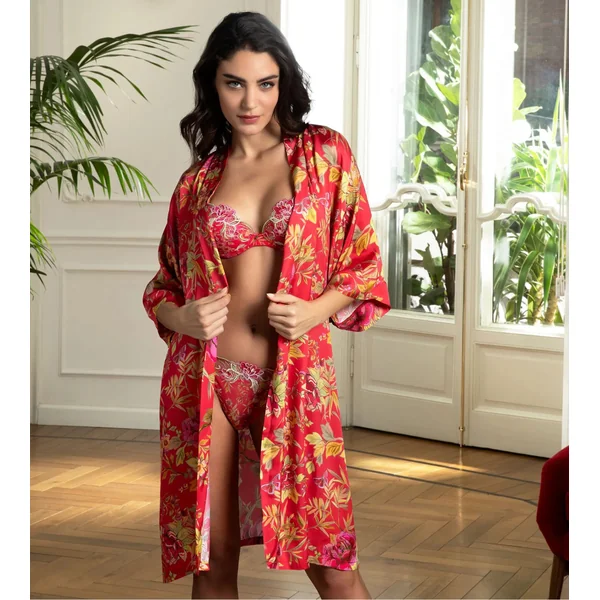 Kimono imprimé Forêt Rubis Santal Rouge