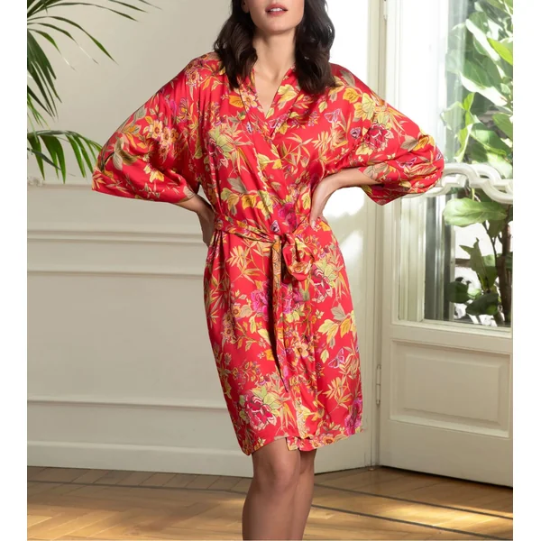 Kimono imprimé Forêt Rubis Santal Rouge