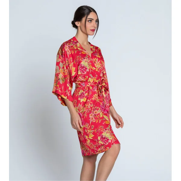 Kimono imprimé Forêt Rubis Santal Rouge