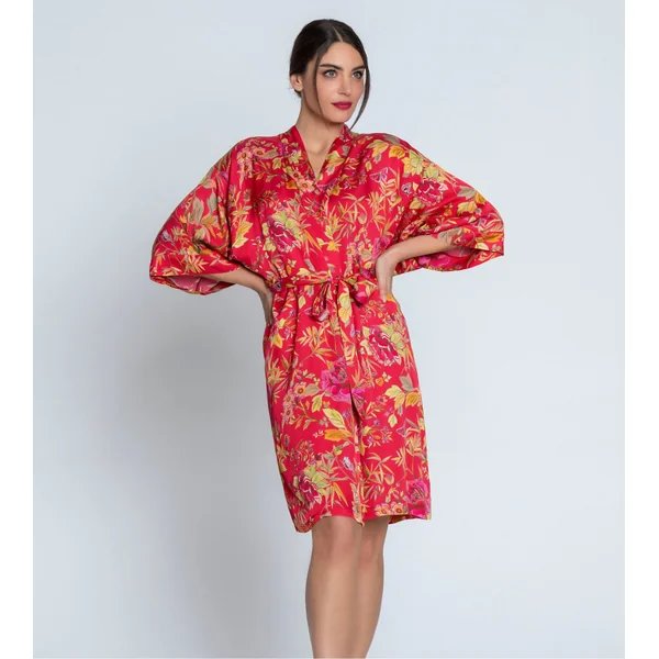 Kimono imprimé Forêt Rubis Santal Rouge