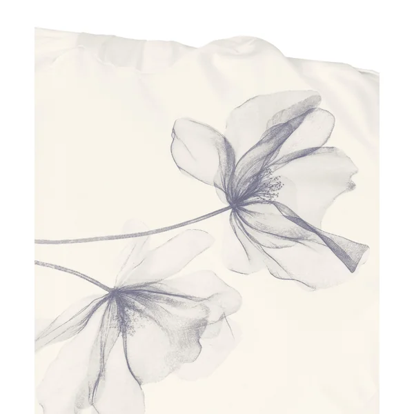 Kimono Long Satin Floral - Blanc