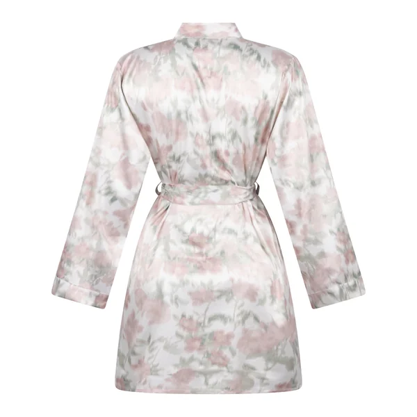 Kimono Satiné à Imprimé Floral - Blanc