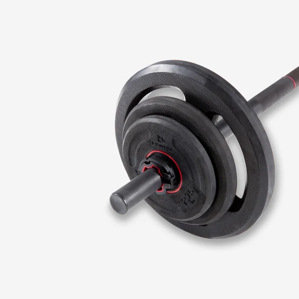 Kit 20 kg barre et poids de musculation 1,30 m 28mm, fonte à 80% recyclée