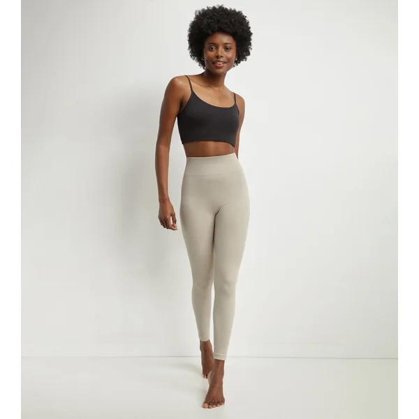 Legging femme Beige en maille côtelée Dim Comfywear