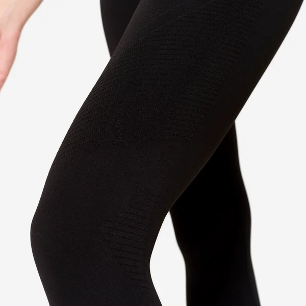 Legging long yoga effet seconde peau taille haute, noir graphite