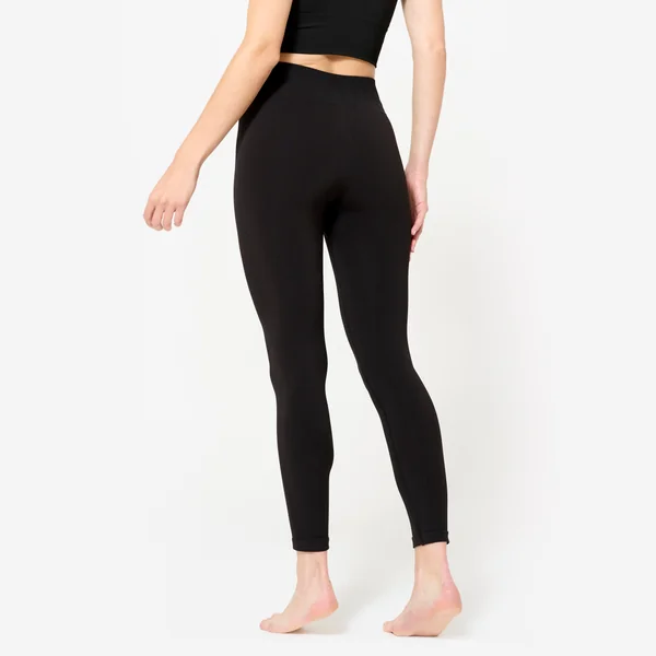 Legging long yoga effet seconde peau taille haute, noir graphite