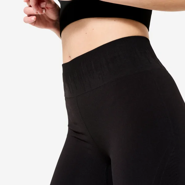 Legging long yoga effet seconde peau taille haute, noir graphite