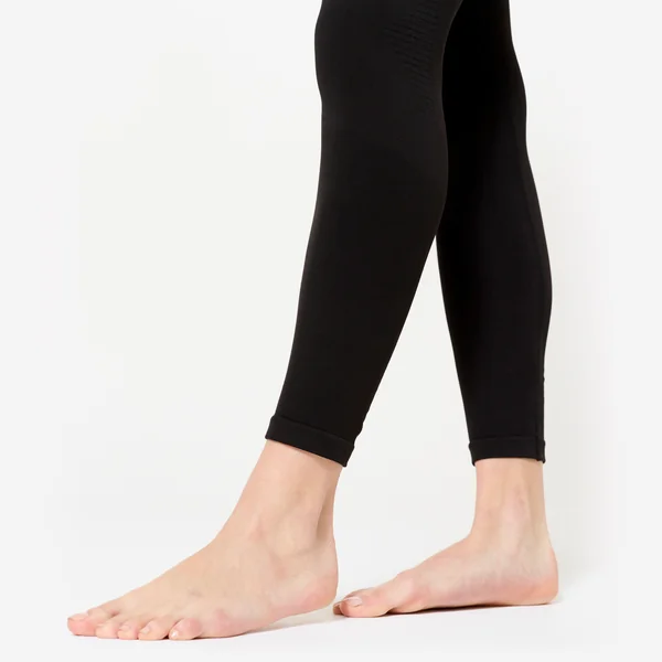 Legging long yoga effet seconde peau taille haute, noir graphite