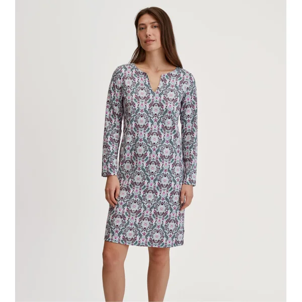 Liquette fine en coton imprimé pour femme Autumn Dreams Smoke Blue