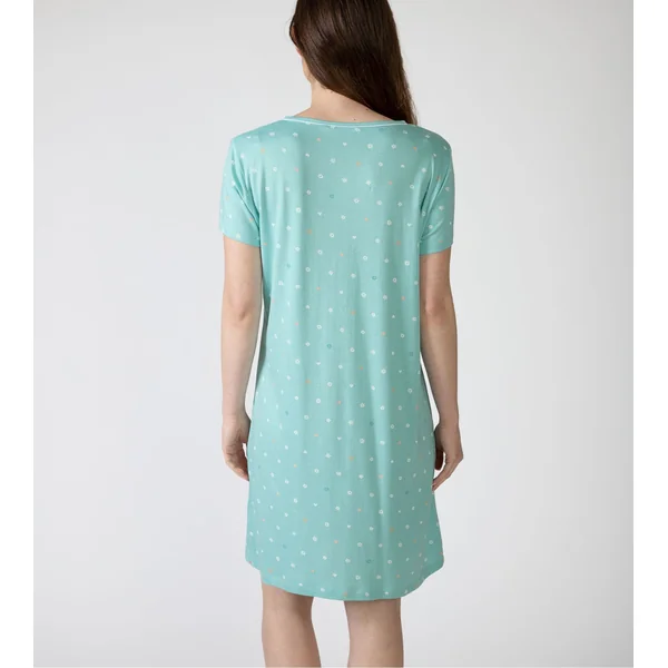 Liquette manches courtes bleue turquoise imprimée pour femme