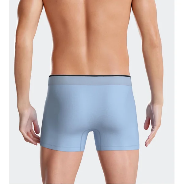 Lot de 2 boxers homme en coton à rayures + uni Bleu Ciel/Noir