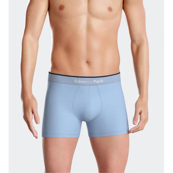 Lot de 2 boxers homme en coton à rayures + uni Bleu Ciel/Noir