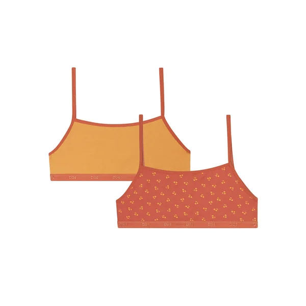 Lot de 2 brassières filles en coton à motif cerise Jaune Les Pockets