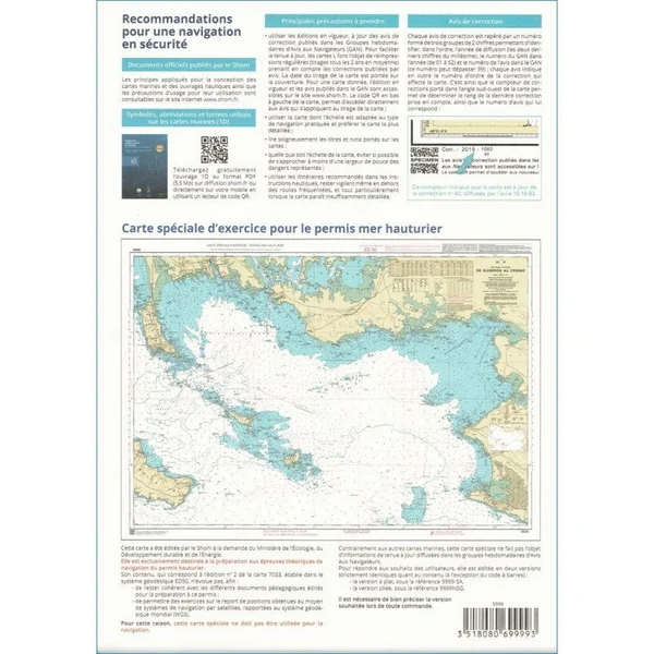 Lot de 2 Cartes marines 9999 du SHOM - Examen Permis Hauturier