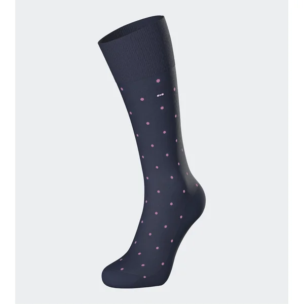 Lot de 2 chaussettes homme en coton Bleu Marine uni + imprimé à pois