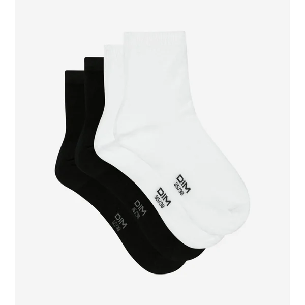 Lot de 2 paires de socquettes en coton blanches et noires
