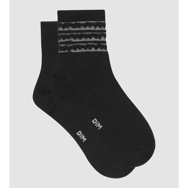 Lot de 2 paires de socquettes femme microfibre Noir à coeurs Dim Skin