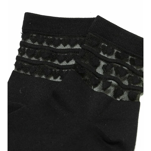 Lot de 2 paires de socquettes femme microfibre Noir à coeurs Dim Skin