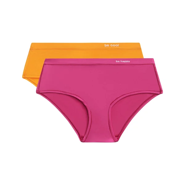 Lot de 2 shorties femme en coton et nylon Fuchsia Jaune Oh My Dim’s
