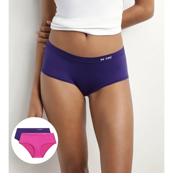 Lot de 2 shorties femme en microfibre Fuchsia et Violet Oh My Dim’s