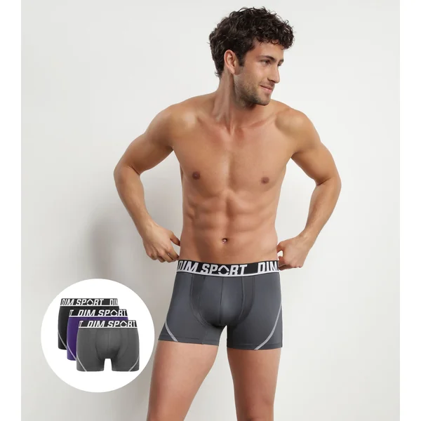 Lot de 3 boxers homme microfibre thermorégulateur Violet Dim Sport