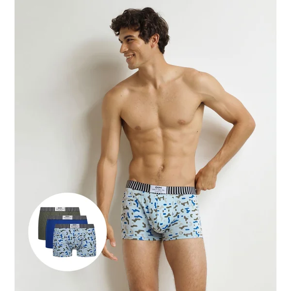 Lot de 3 boxers homme Noir Bleu Kaki Dim Vibes