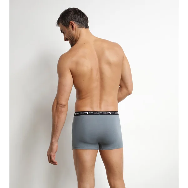 Lot de 3 boxers homme Noir Gris ceinture contrastée Dim Coton Stretch