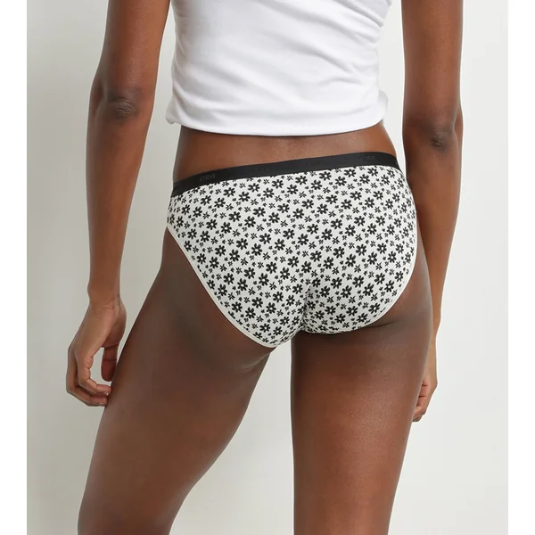 Lot de 3 culottes en coton stretch motif floral Blanc Noir Les Pockets